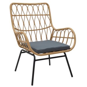 140-000045.jpg Фотелја Naoki метал/PE rattan - перниче сива боја