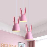 Bunny - Розев Детски лустер со 3 сијалици